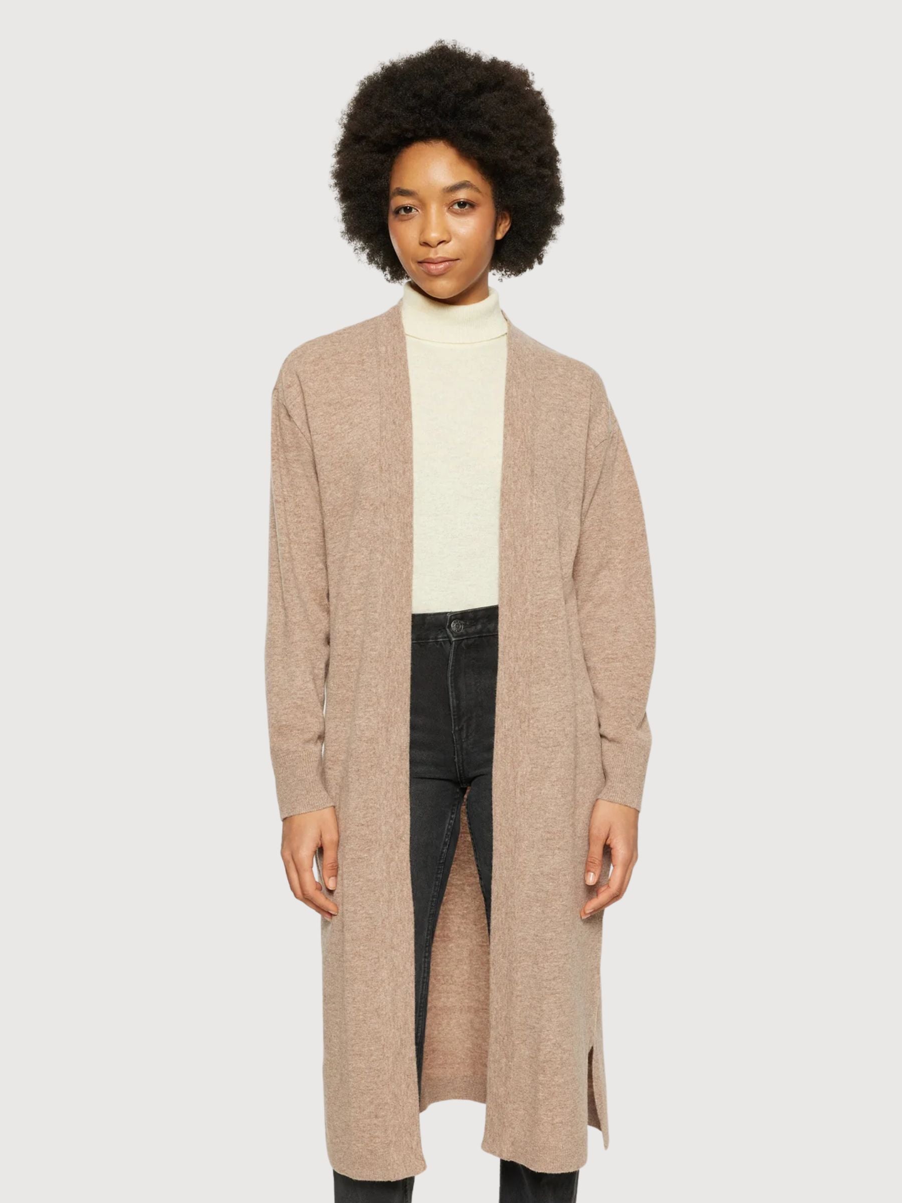 Long Cardigan Beige Woman | Knowledge Cotton Apparel
