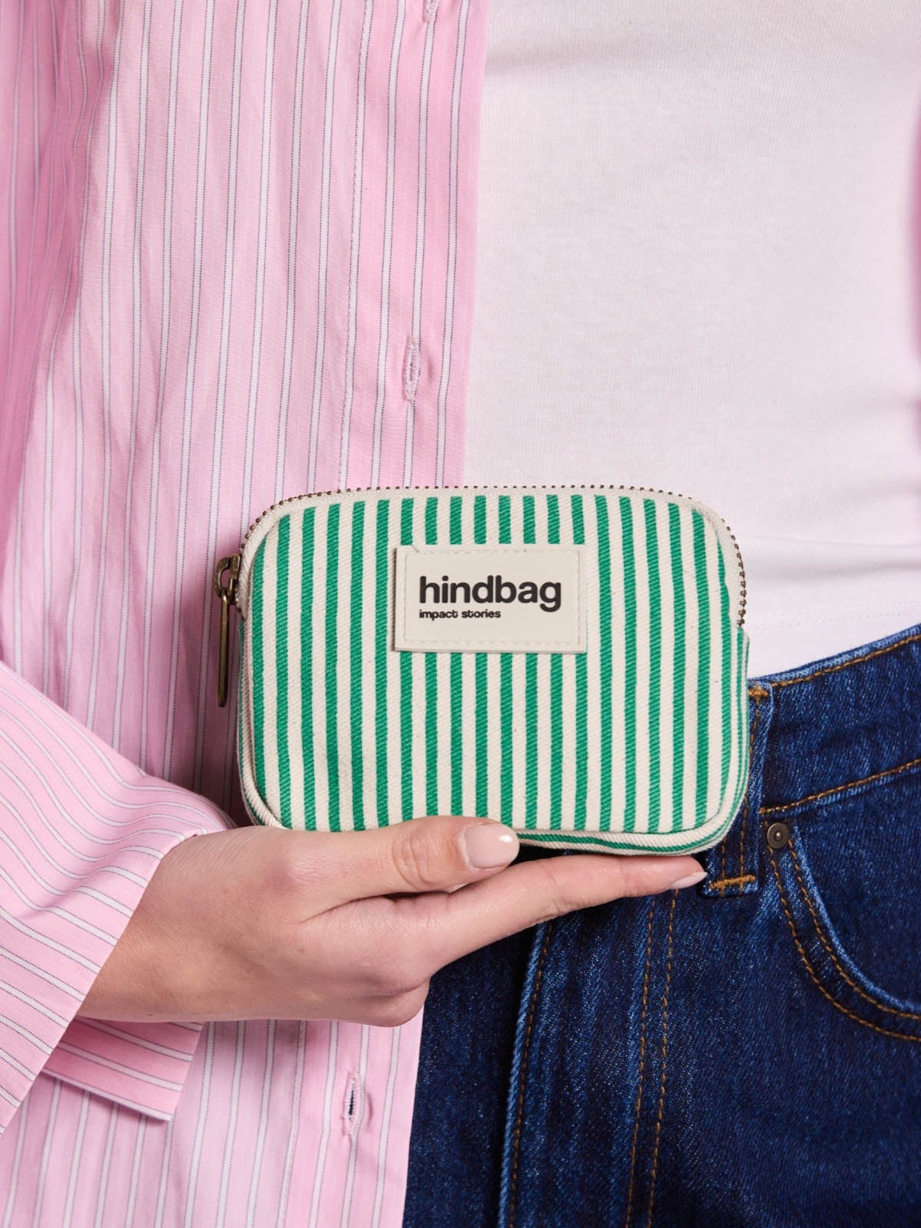 Pochette Lili Streifen Grün | Hindbag