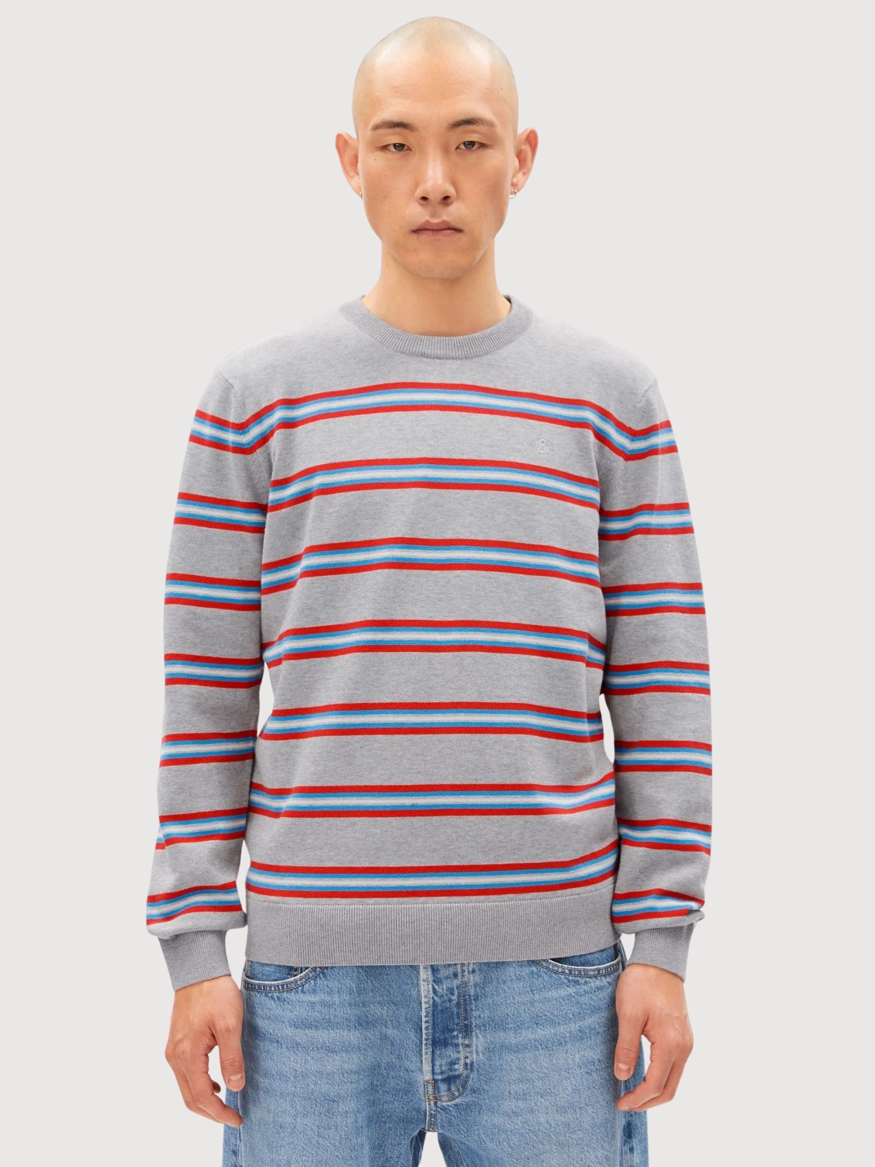 Maglione Loukaa Stripe Silver Melange | Armedangels