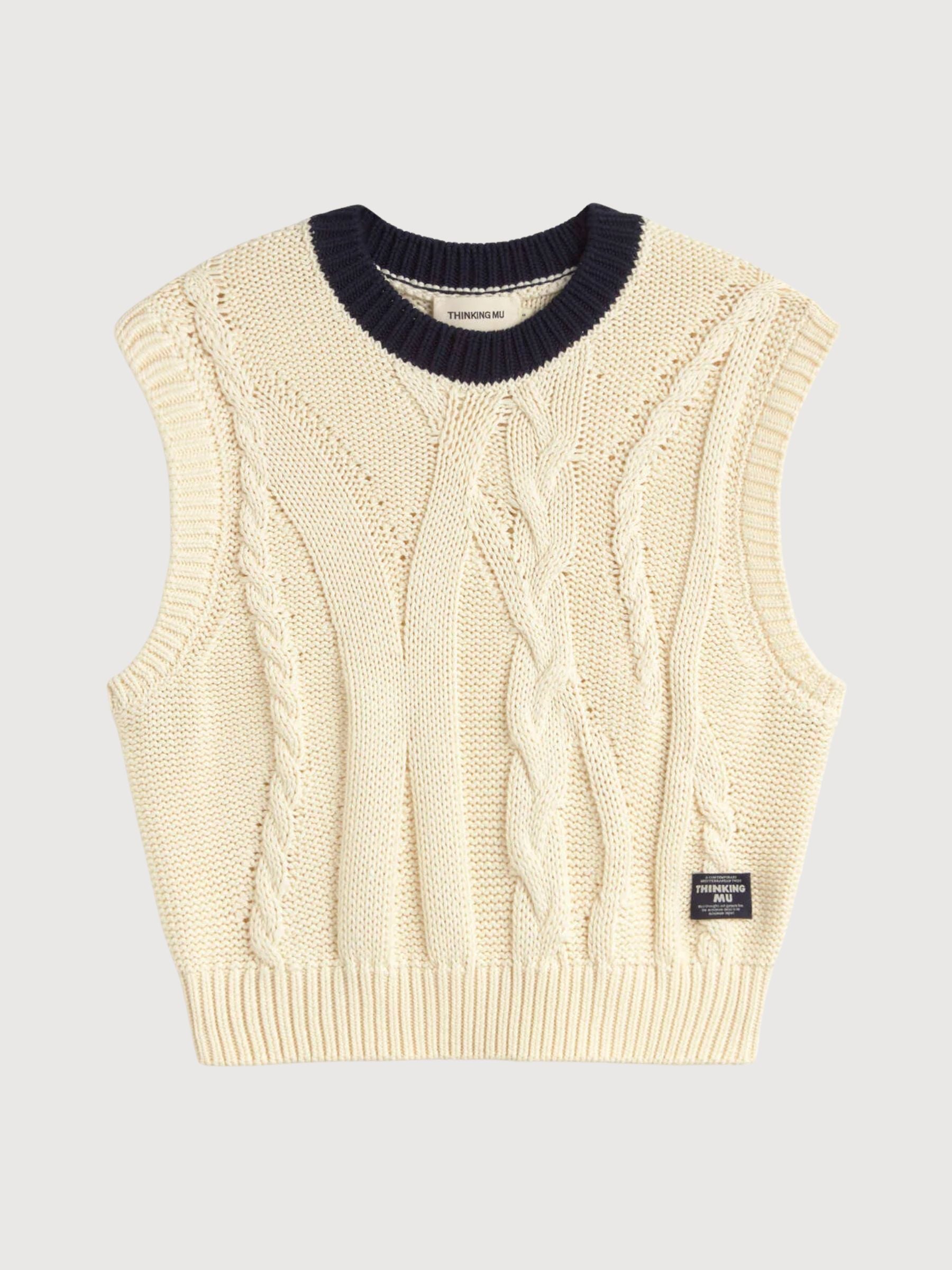 Vest Aria Knitted Ecru Woman | Thinking Mu