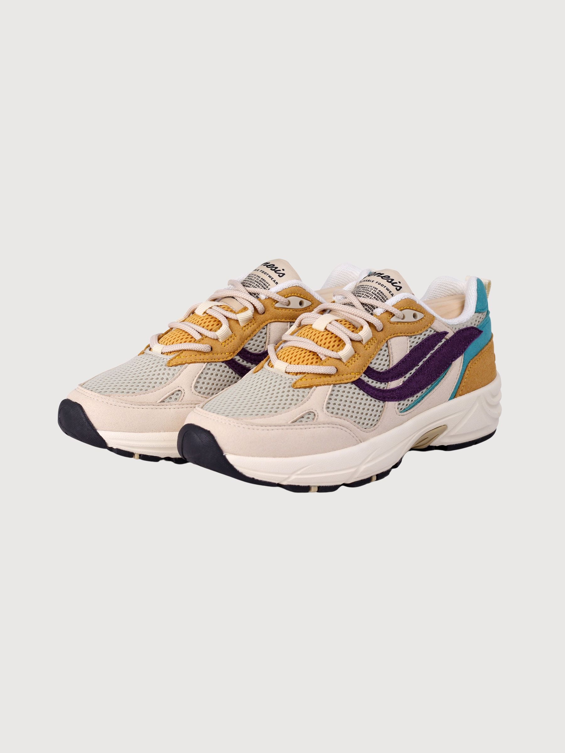 Sneaker G-Eco99 Multi Flowers Multicolor with bold sand, wheat, purple, and petrol design for men.