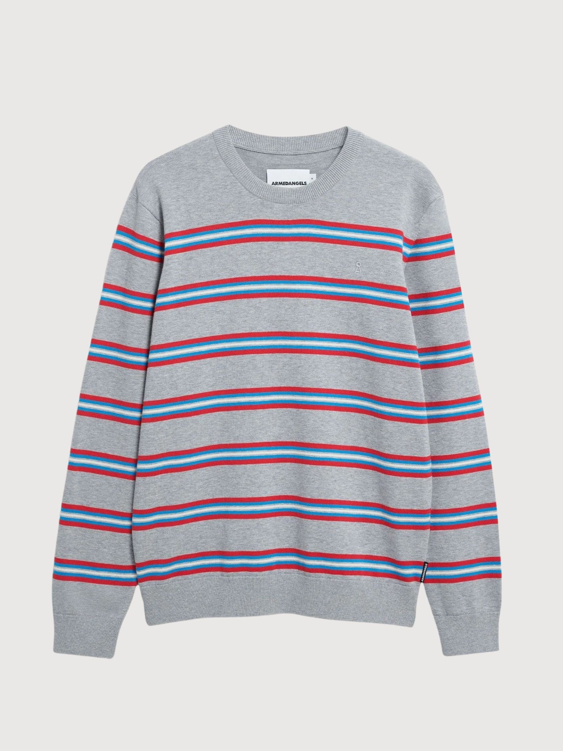 Maglione Loukaa Stripe Silver Melange | Armedangels