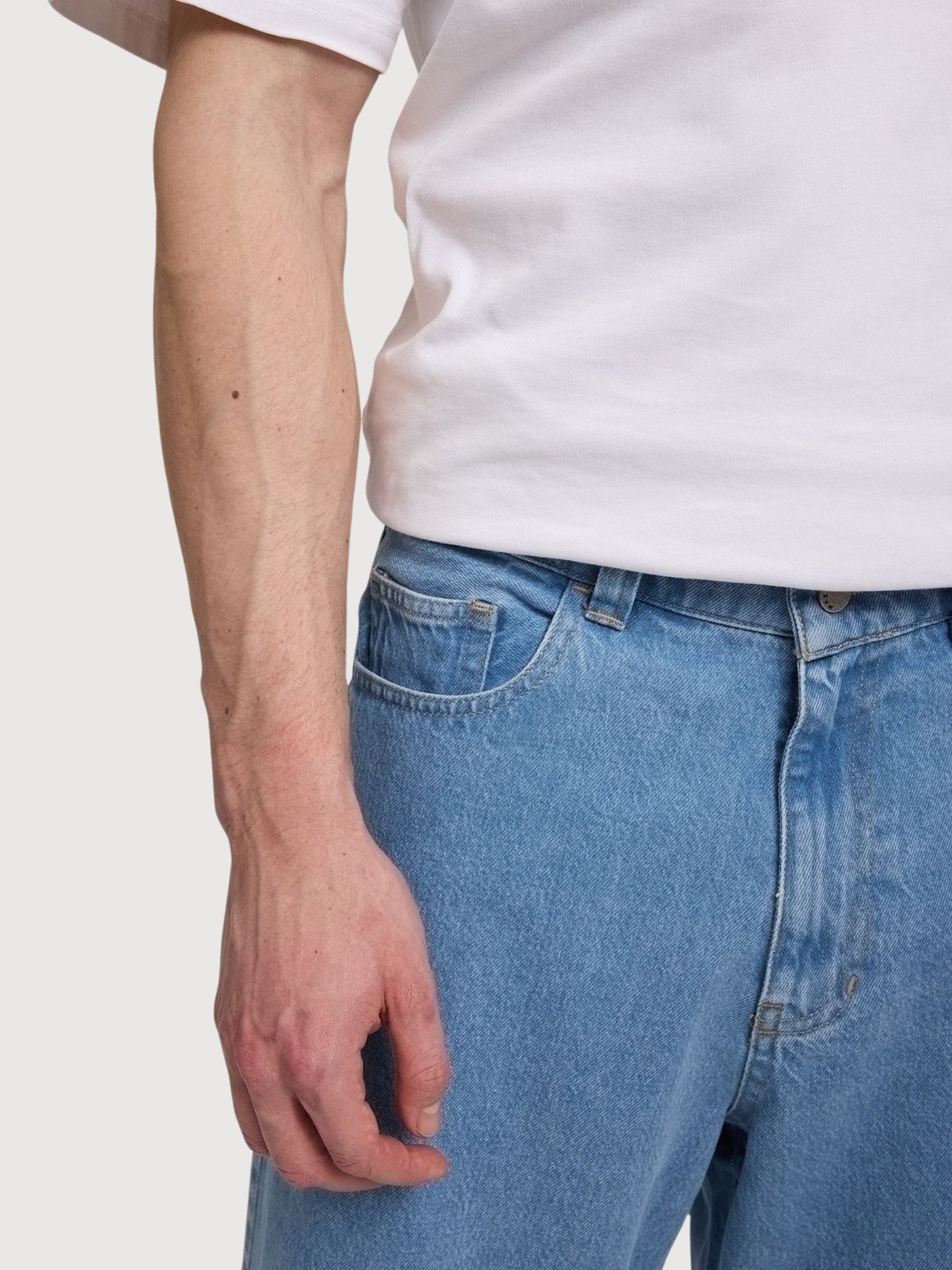 Pantaloncini in denim da uomo, lavaggio azzurro chiaro | Mazine