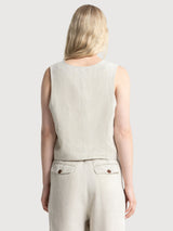 Lucia Undyed Linen Vest Beige Women | King Of Indigo