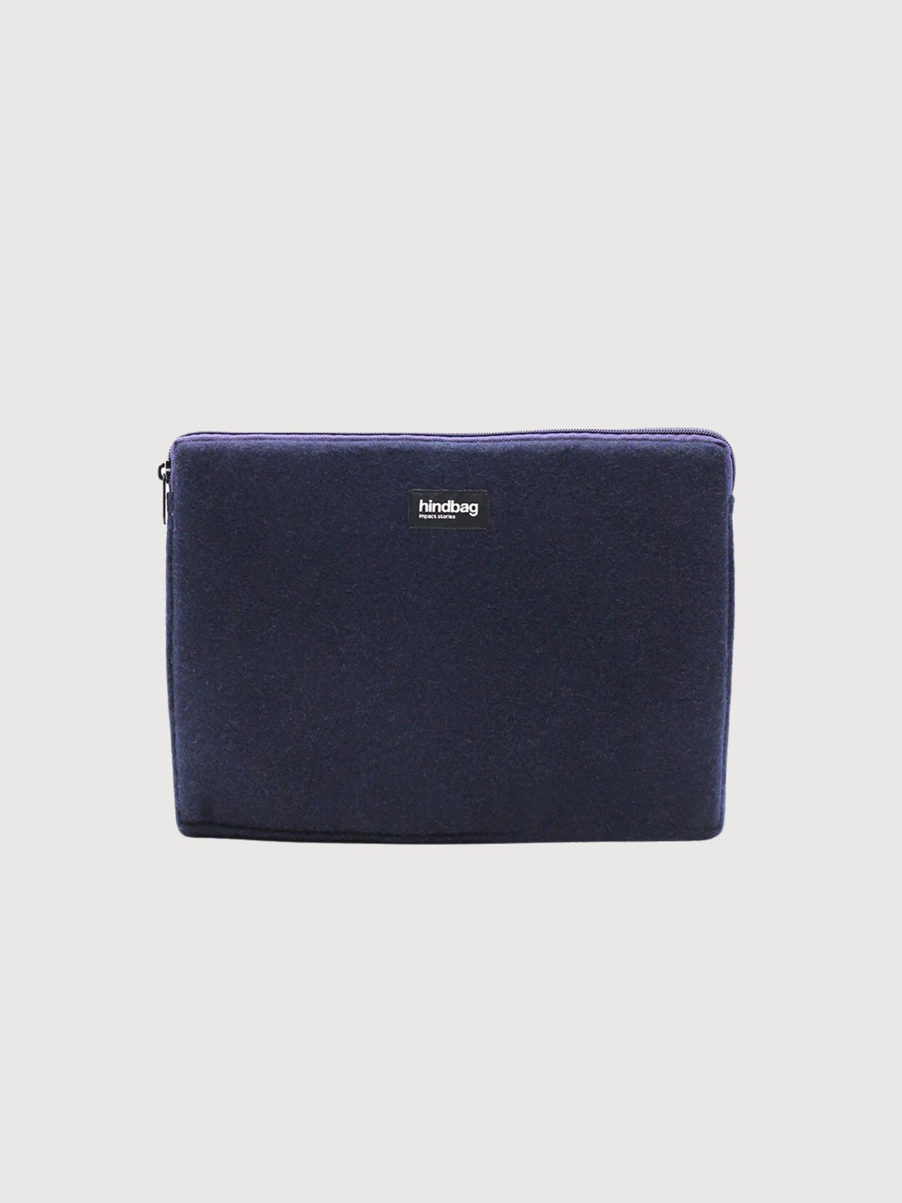Navy recycled wool computer bag Ava M 15"| Hindbag