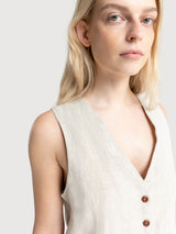 Lucia Undyed Linen Vest Beige Women | King Of Indigo