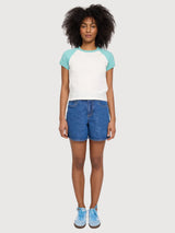 TShirt Contrast Sleeves Turquise/Offwhite | Mazine