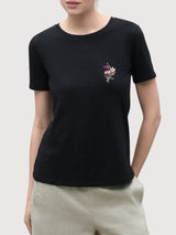 Sara T-Shirt Flowers Black | Re-Bello