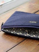 Navy recycled wool computer bag Ava M 15"| Hindbag