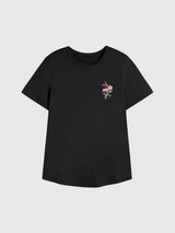 Sara T-Shirt Flowers Black | Re-Bello