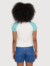 TShirt Contrast Sleeves Turquise/Offwhite | Mazine