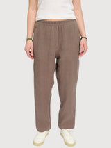 Pants Straight Leg Linen Woman GreyBrown | Mazine
