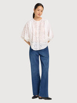 Knitted blouse mit ruffles Off White/ Monkey Women | Lanius