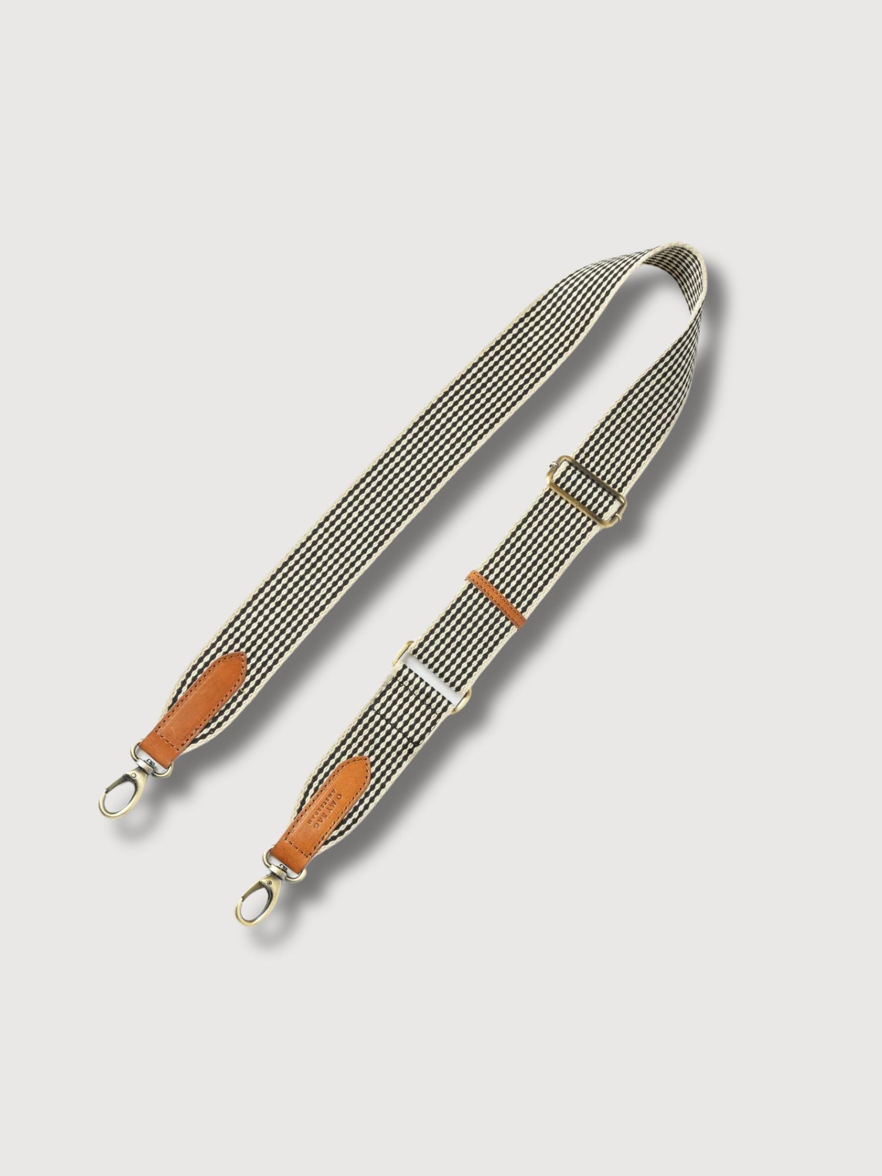 Checkered Webbing Strap Cognac | O my Bag