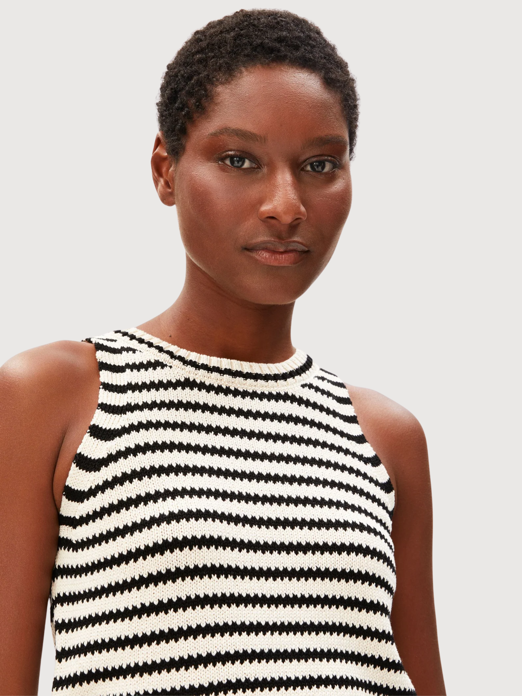 Stripe Knit Top Black Undyed | Armedangels