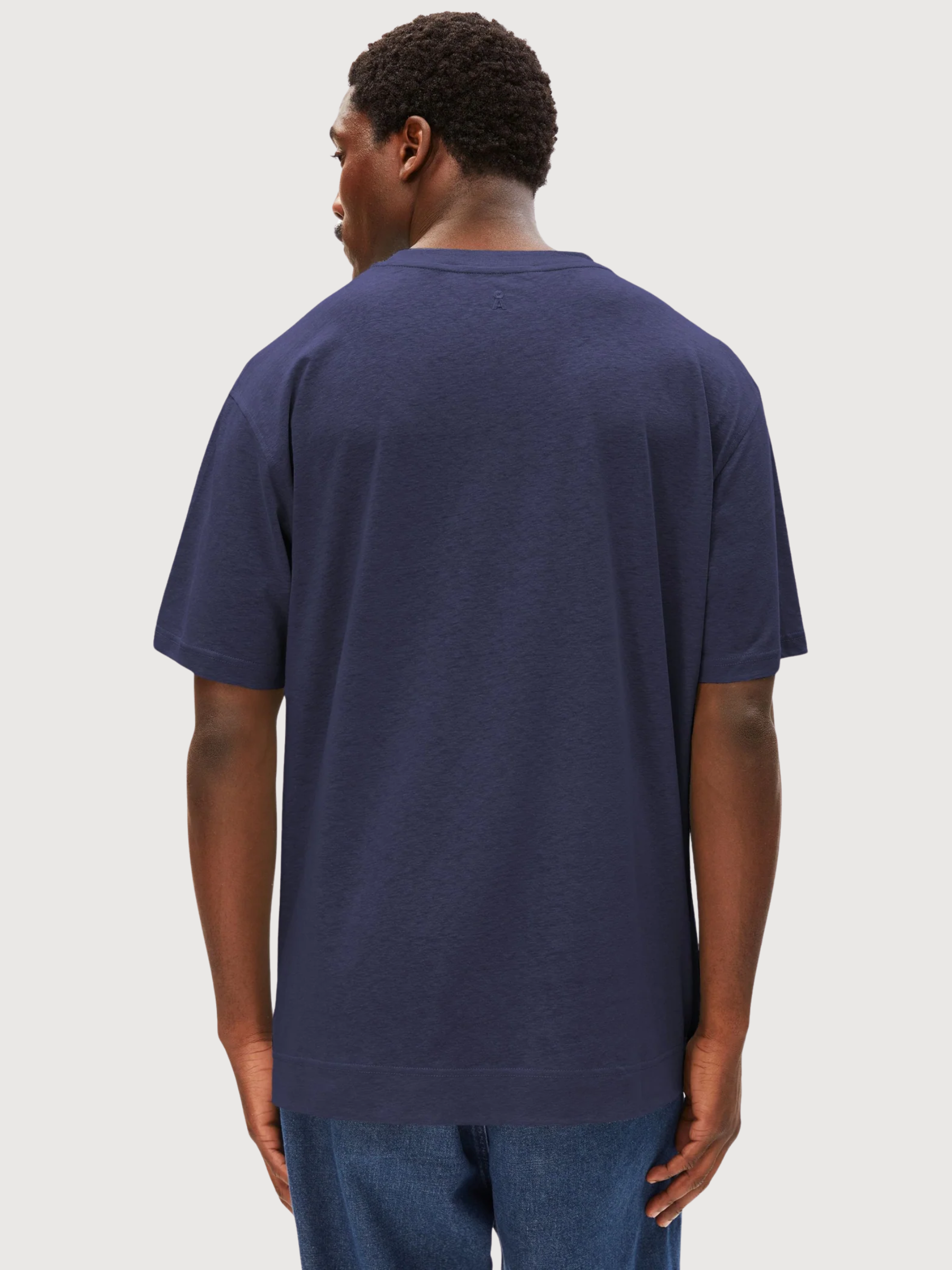 T-Shirt Maarkos in misto lino blu navy da uomo | Armedangels