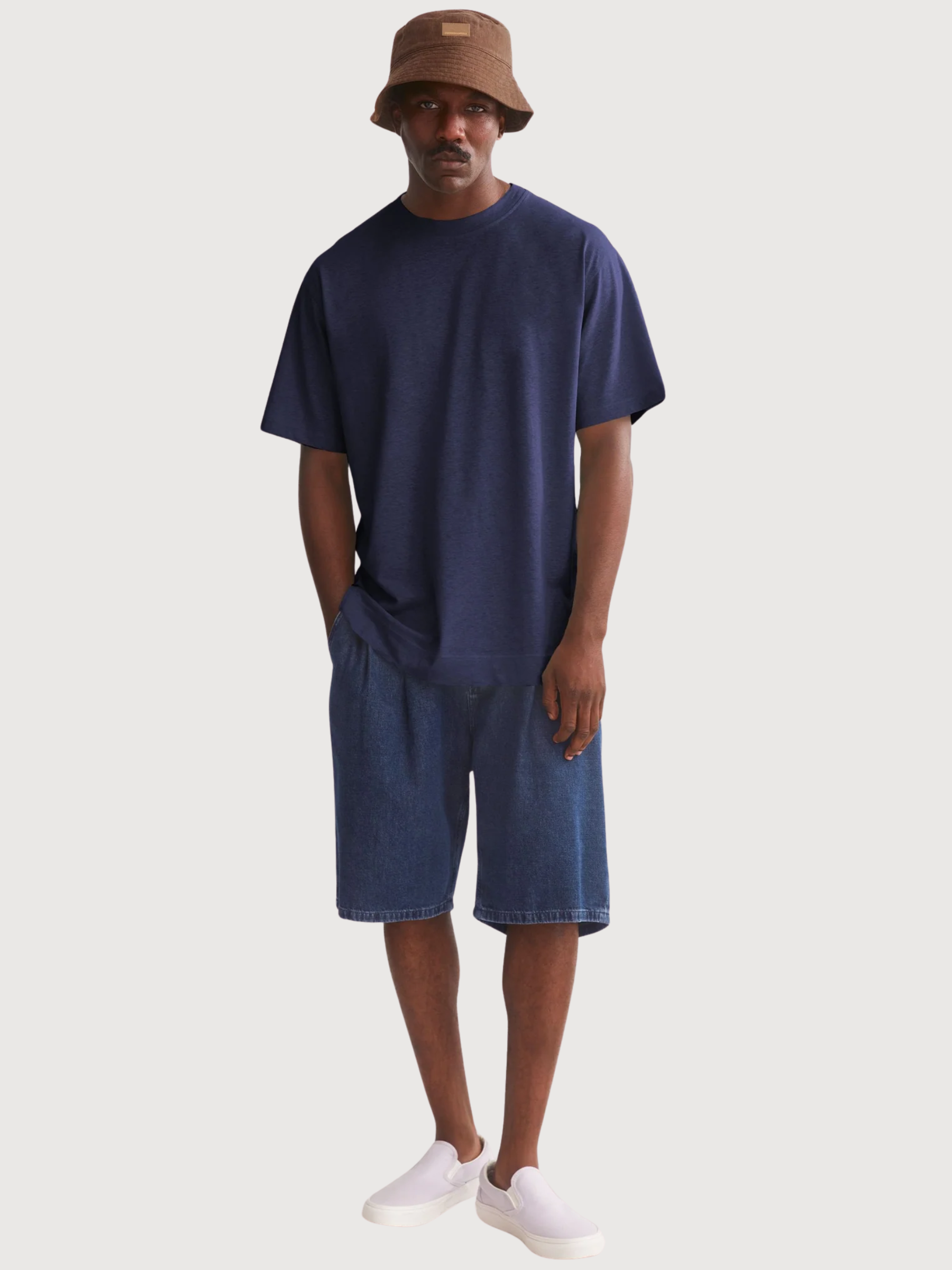 T-Shirt Maarkos in misto lino blu navy da uomo | Armedangels