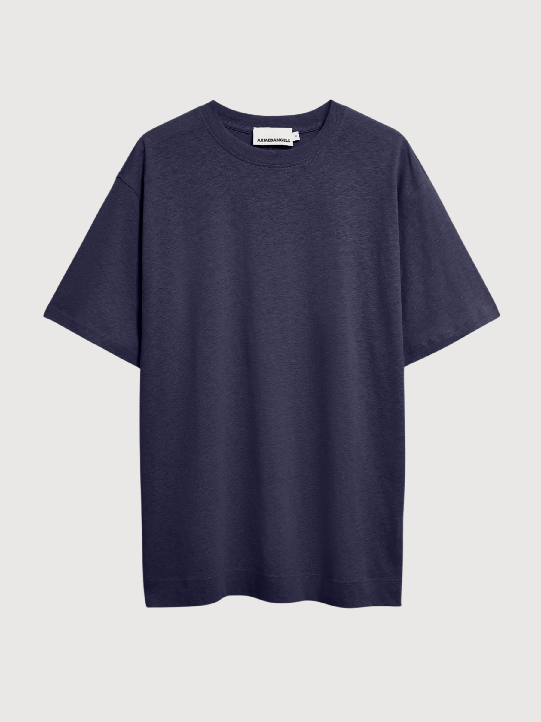 T-Shirt Maarkos in misto lino blu navy da uomo | Armedangels