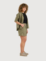 Shorts Djupvik Linen Green Woman | Dedicated