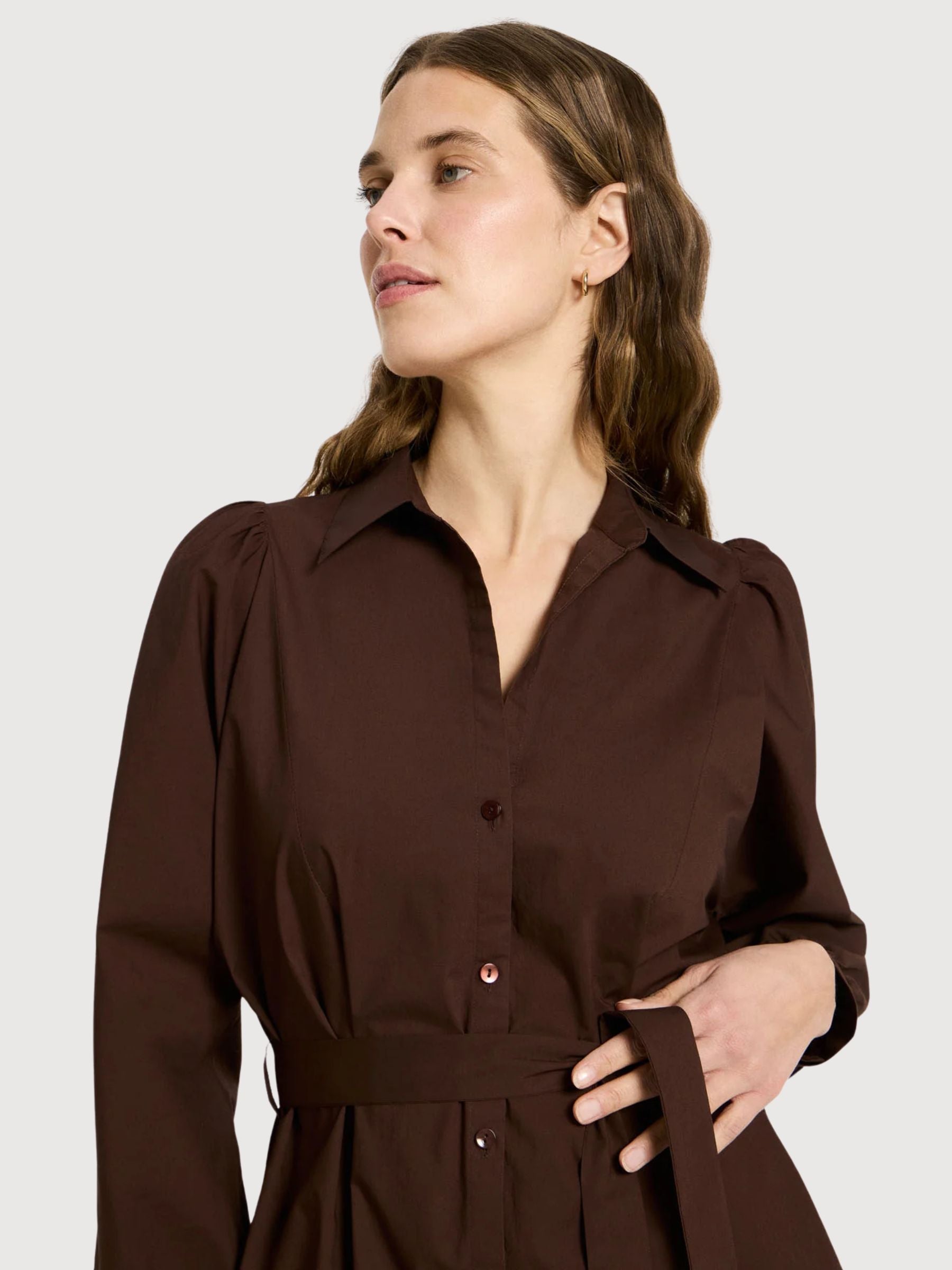 Dress With Ruffles Chocolate Cotton | Lanius