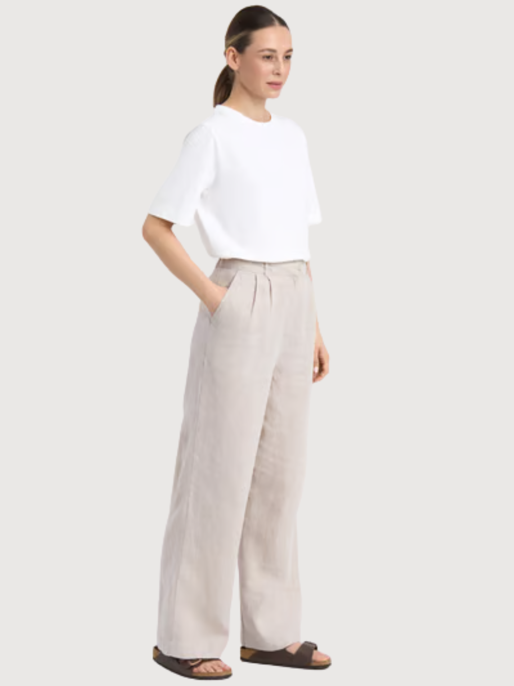 Hose Vickleby Leinen Ecru Damen | Dedicated