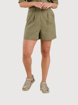 Shorts Djupvik Linen Green Woman | Dedicated