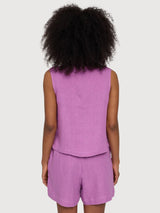 Ärmelloses Leinenhemd für Damen, Violett-Rosa | Mazine