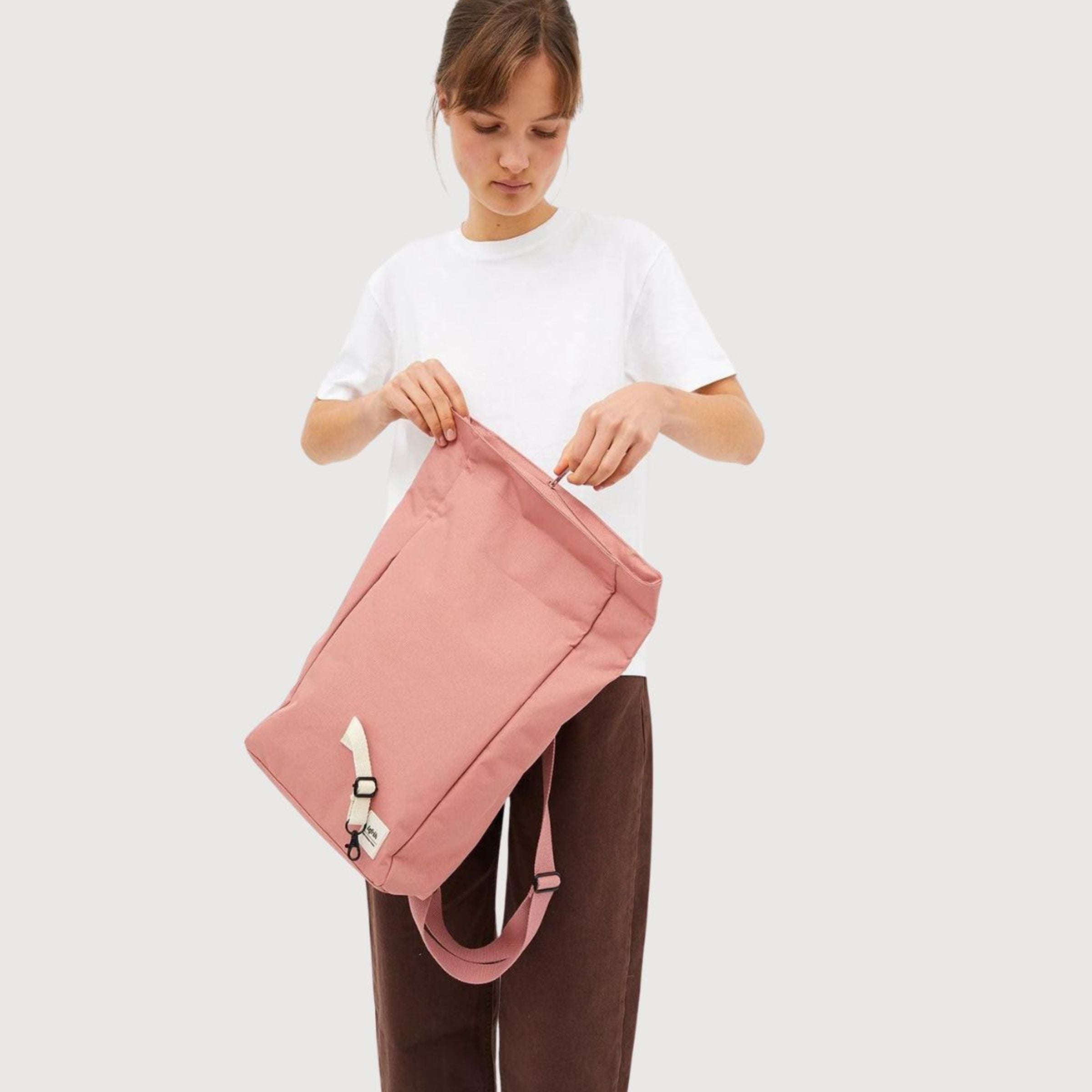 Zaino Roll Mini Rosa polvere in poliestere riciclato | Lefrik