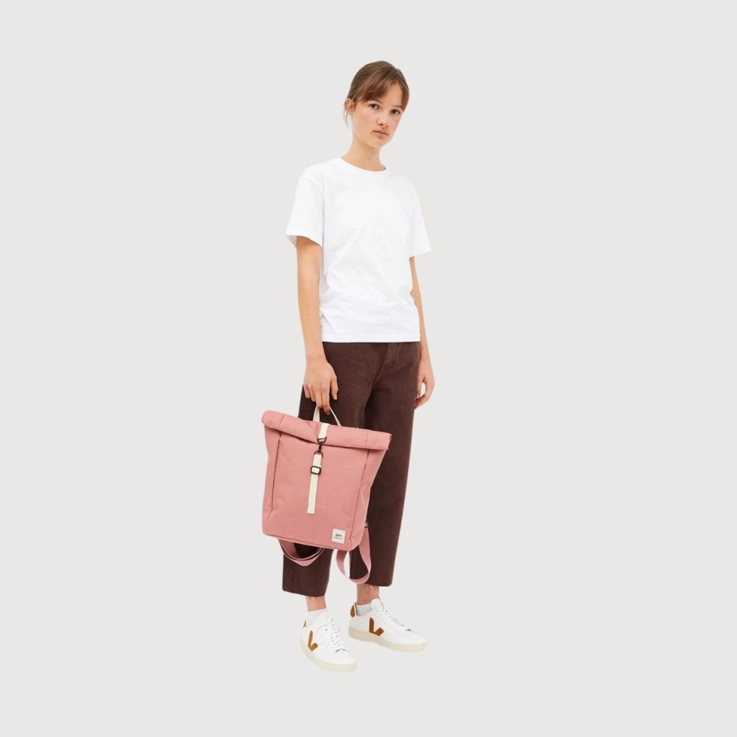 Zaino Roll Mini Rosa polvere in poliestere riciclato | Lefrik
