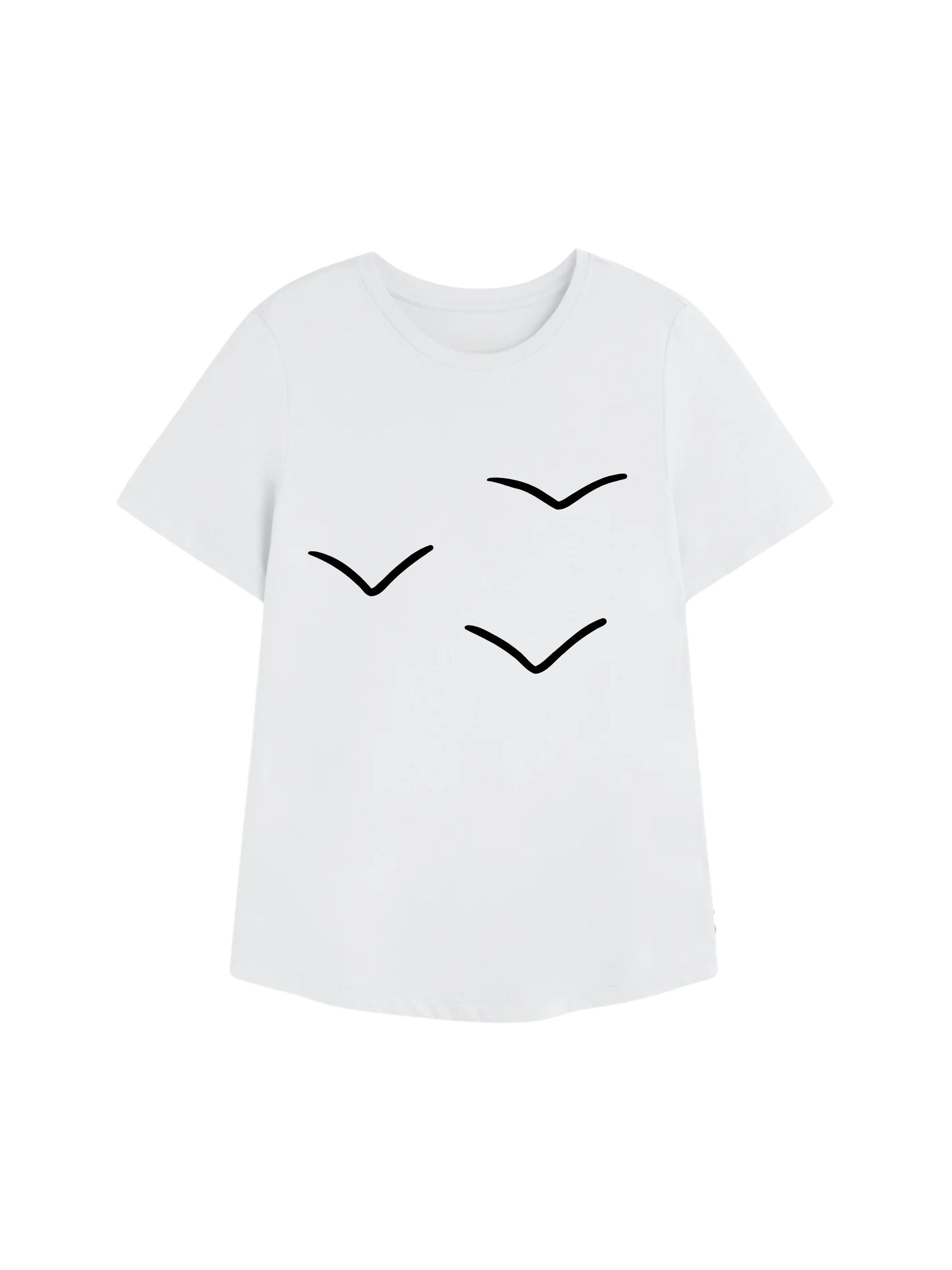 Sara T-shirt Birds White | Re-bello