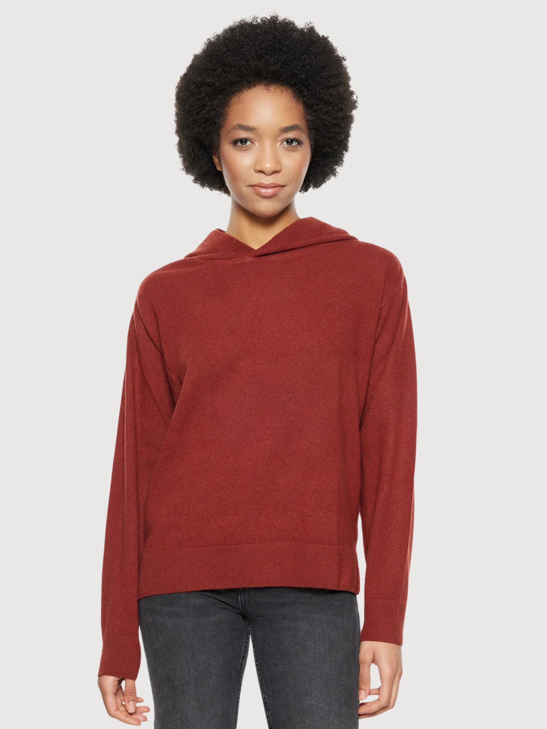 Felpa in Lana Cappuccio Rossa Donna | Knowledge Cotton Apparel