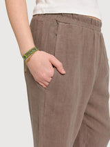 Pants Straight Leg Linen Woman GreyBrown | Mazine