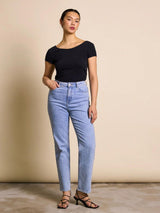Aloe Soft Schwarz Damen Baumwoll-T-Shirt | Jan n Juni