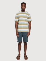 T-Shirt Bold Striped Man Olive/Multicolor | Mazine