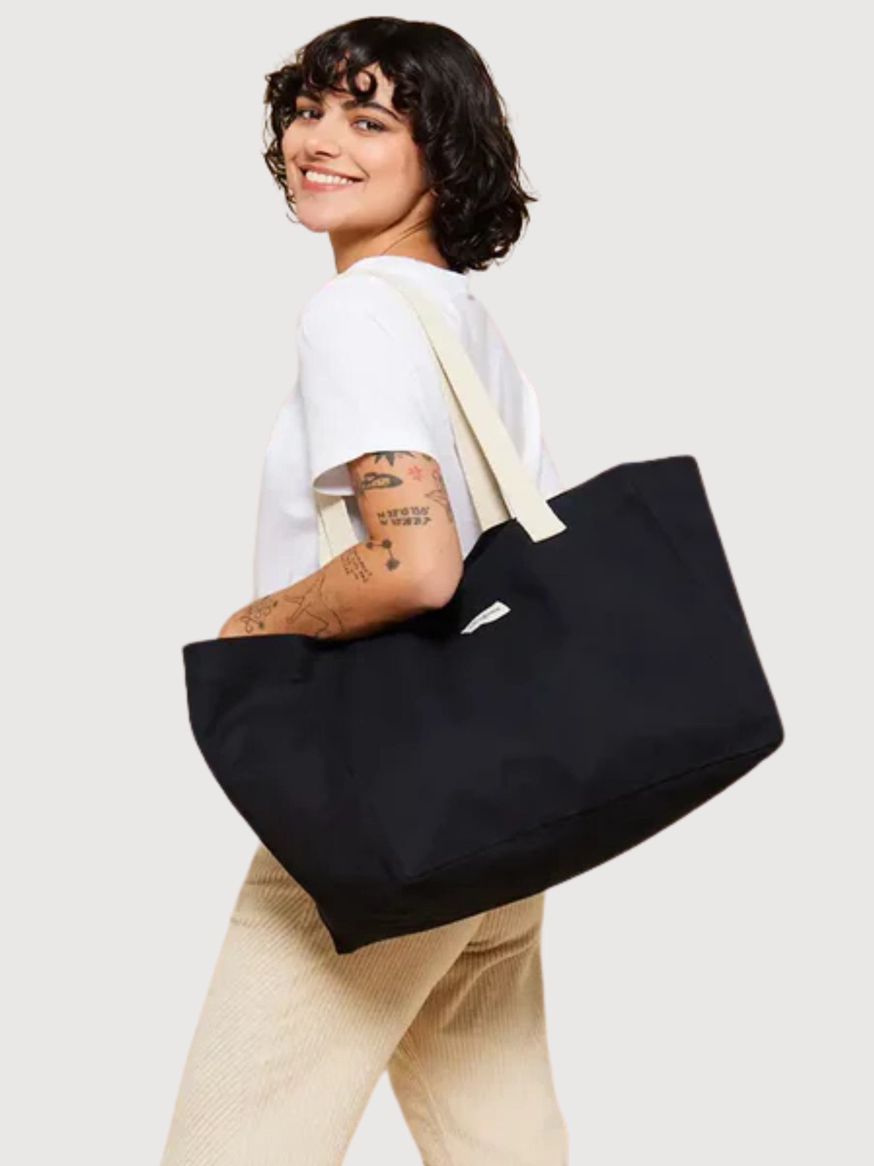 Shopping Bag Claude Noir Matelasse In Organic Cott