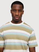 T-Shirt Bold Striped Man Olive/Multicolor | Mazine