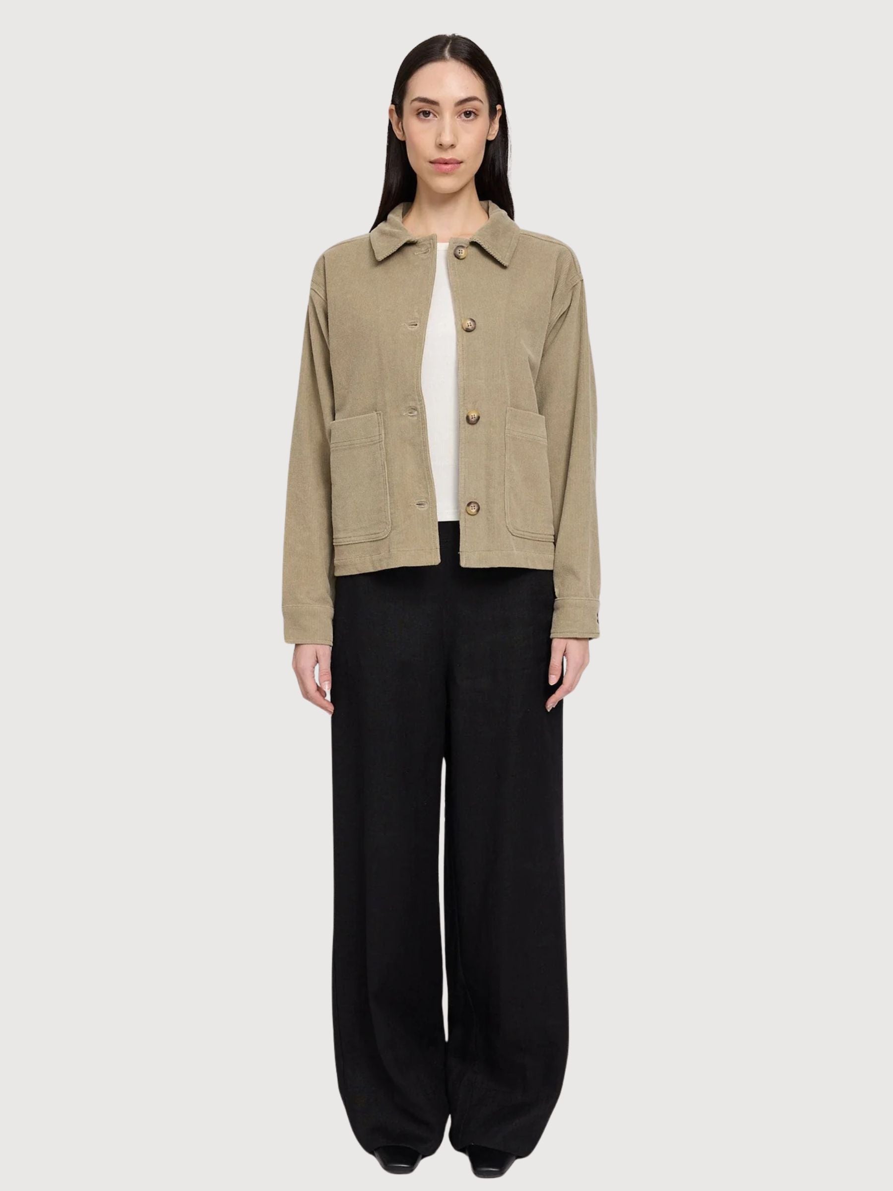 Jacket Corduroy Woman Light Khaki Cotton | Mazine