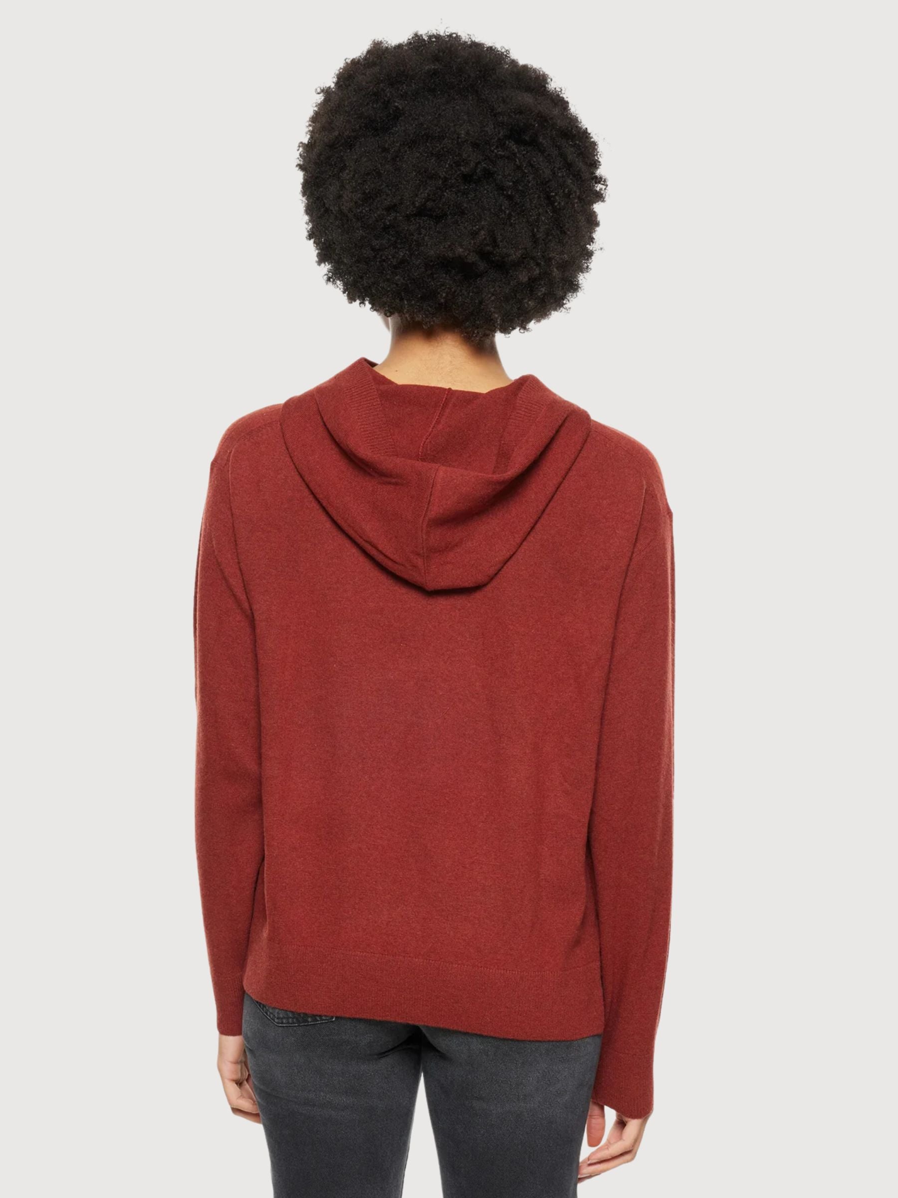 Felpa in Lana Cappuccio Rossa Donna | Knowledge Cotton Apparel
