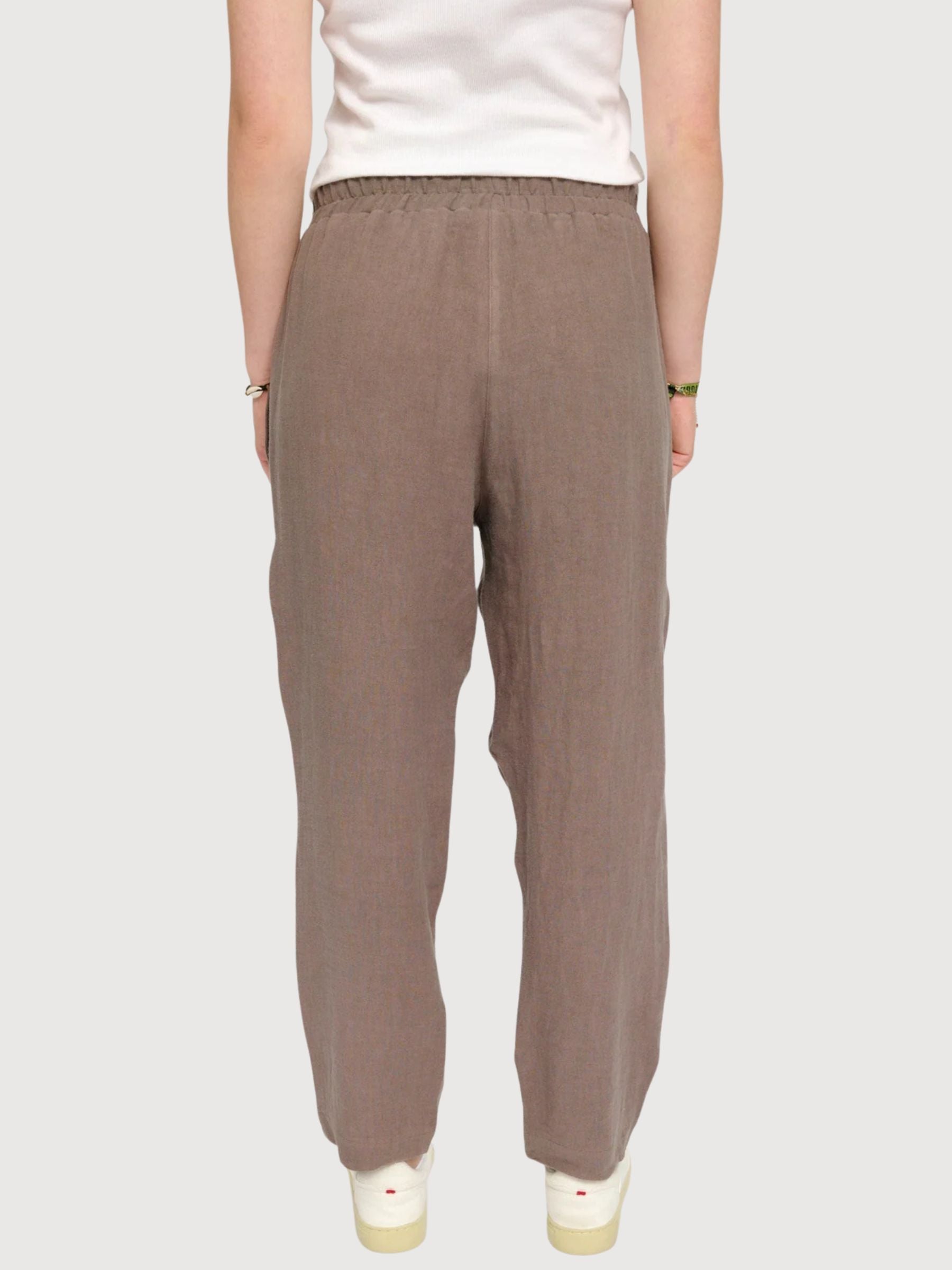 Pants Straight Leg Linen Woman GreyBrown | Mazine
