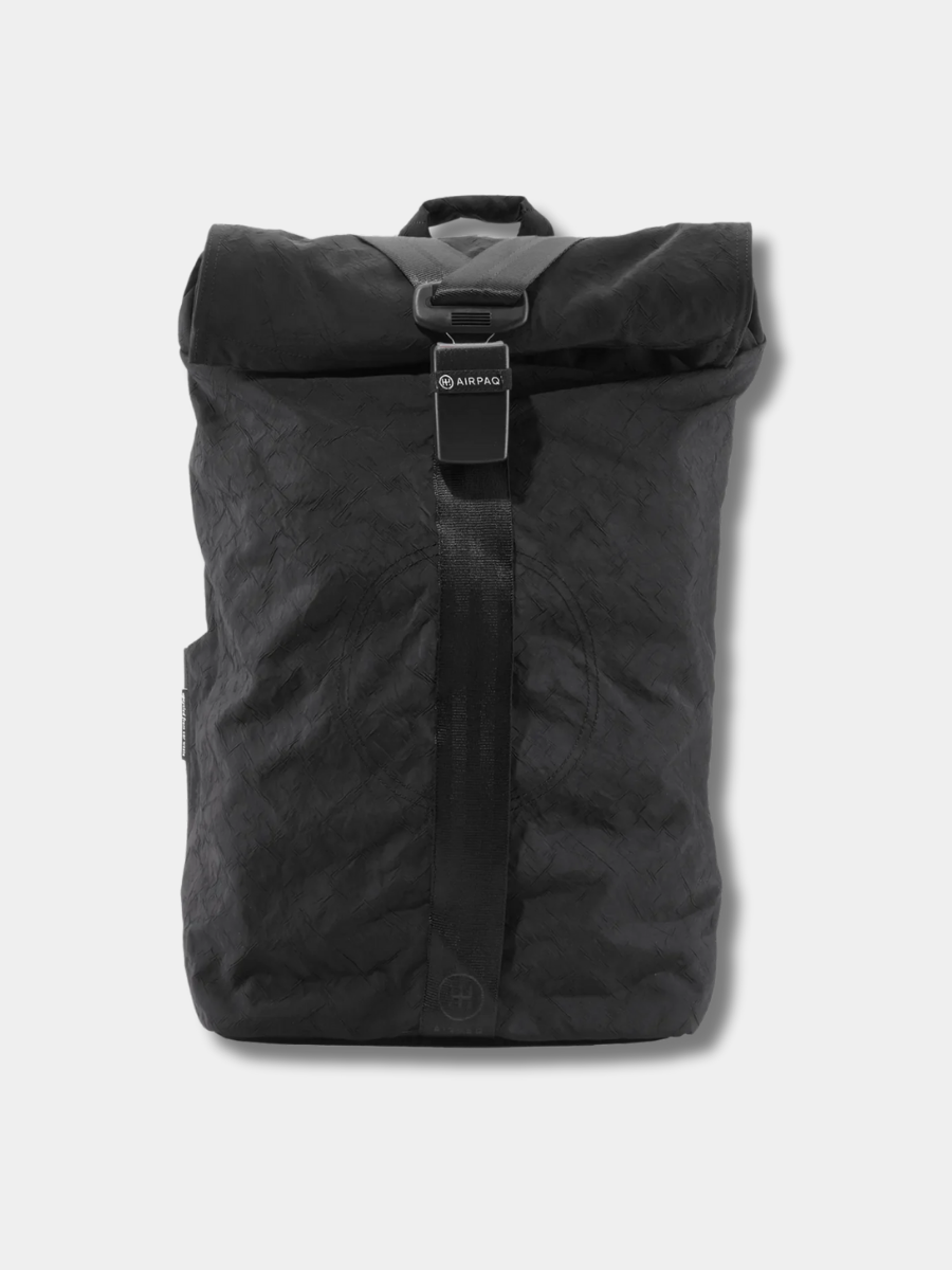 Rucksack Rolltop Biq 2.0 Schwarz aus recyceltem Material | Airpaq
