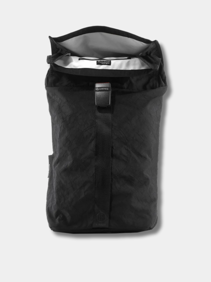 Rucksack Rolltop Biq 2.0 Schwarz aus recyceltem Material | Airpaq
