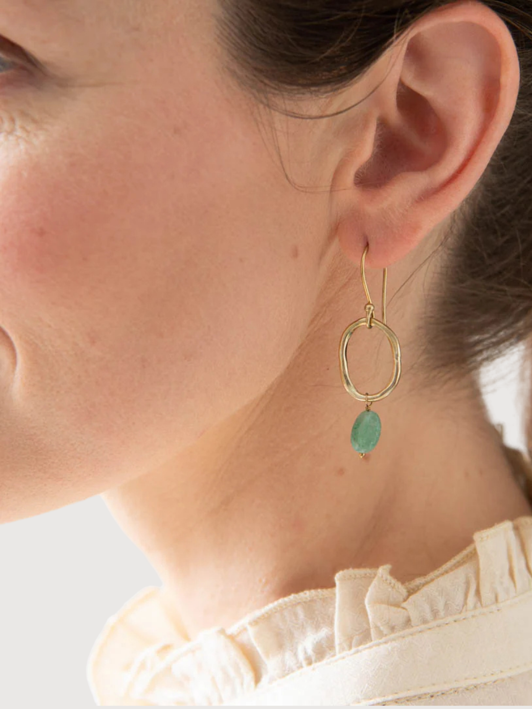Anmutige Aventurine Gold Ohrringe i eine schöne St