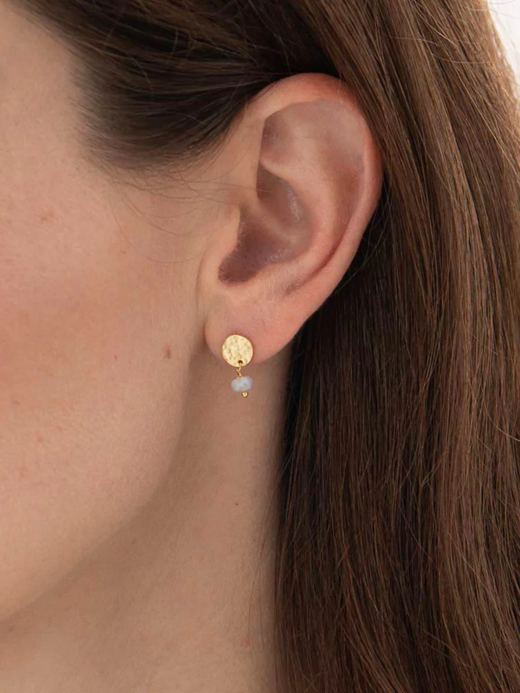 Mini Coin Moonstone G Earrings | A Beautiful Story
