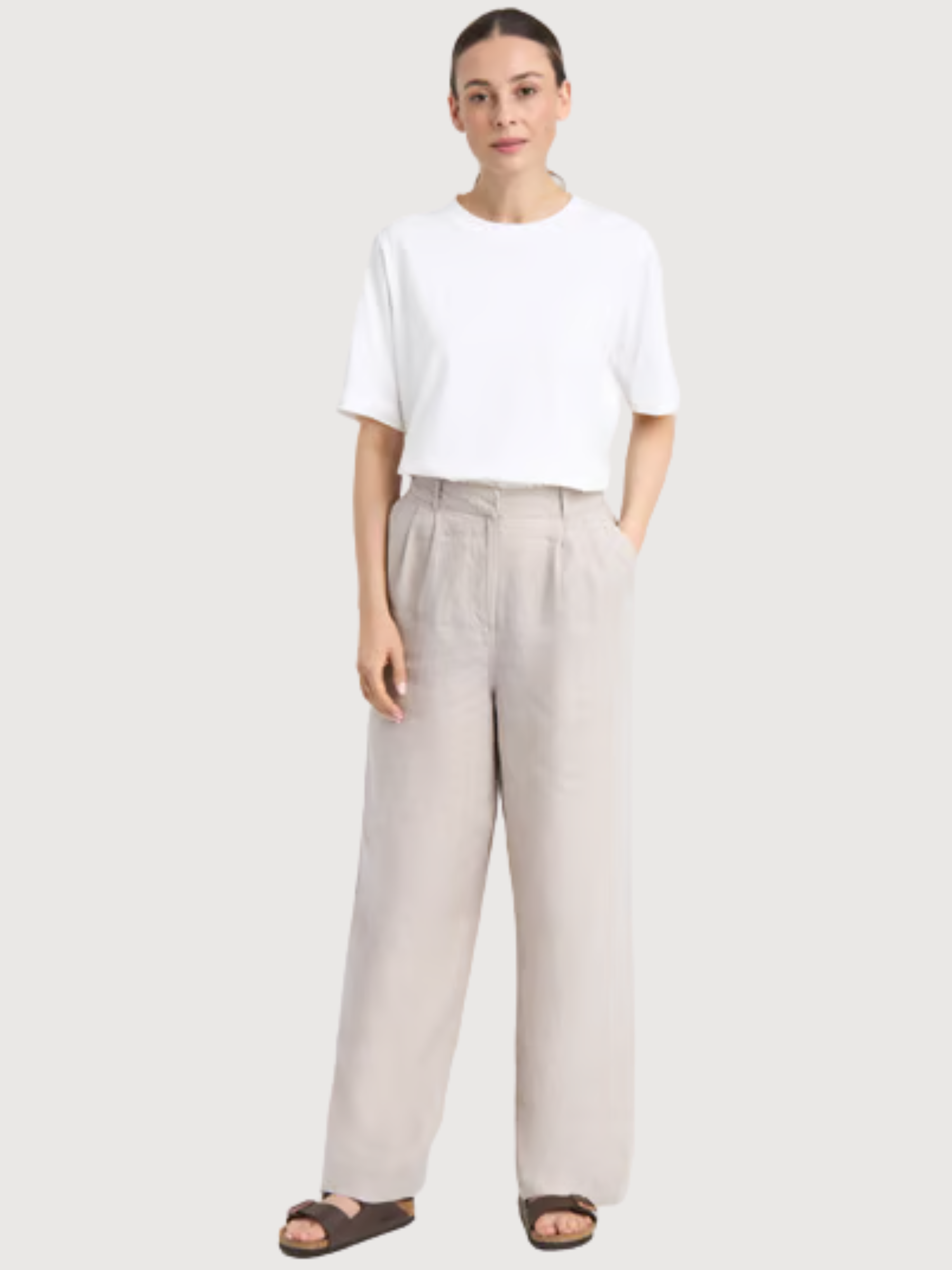 Hose Vickleby Leinen Ecru Damen | Dedicated