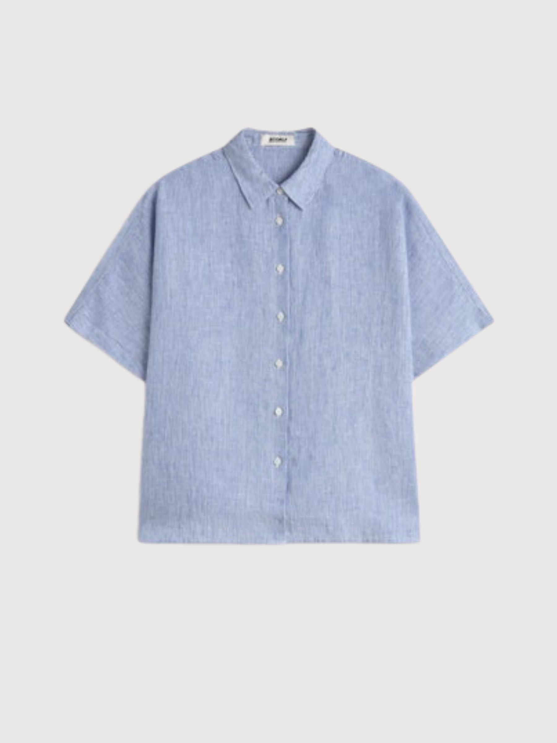 Camicia Melania Righe Bianco Sporco Blu Lino | Ecoalf