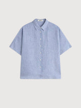 Shirt Melania Stripes Offwhite Blue Linen | Ecoalf