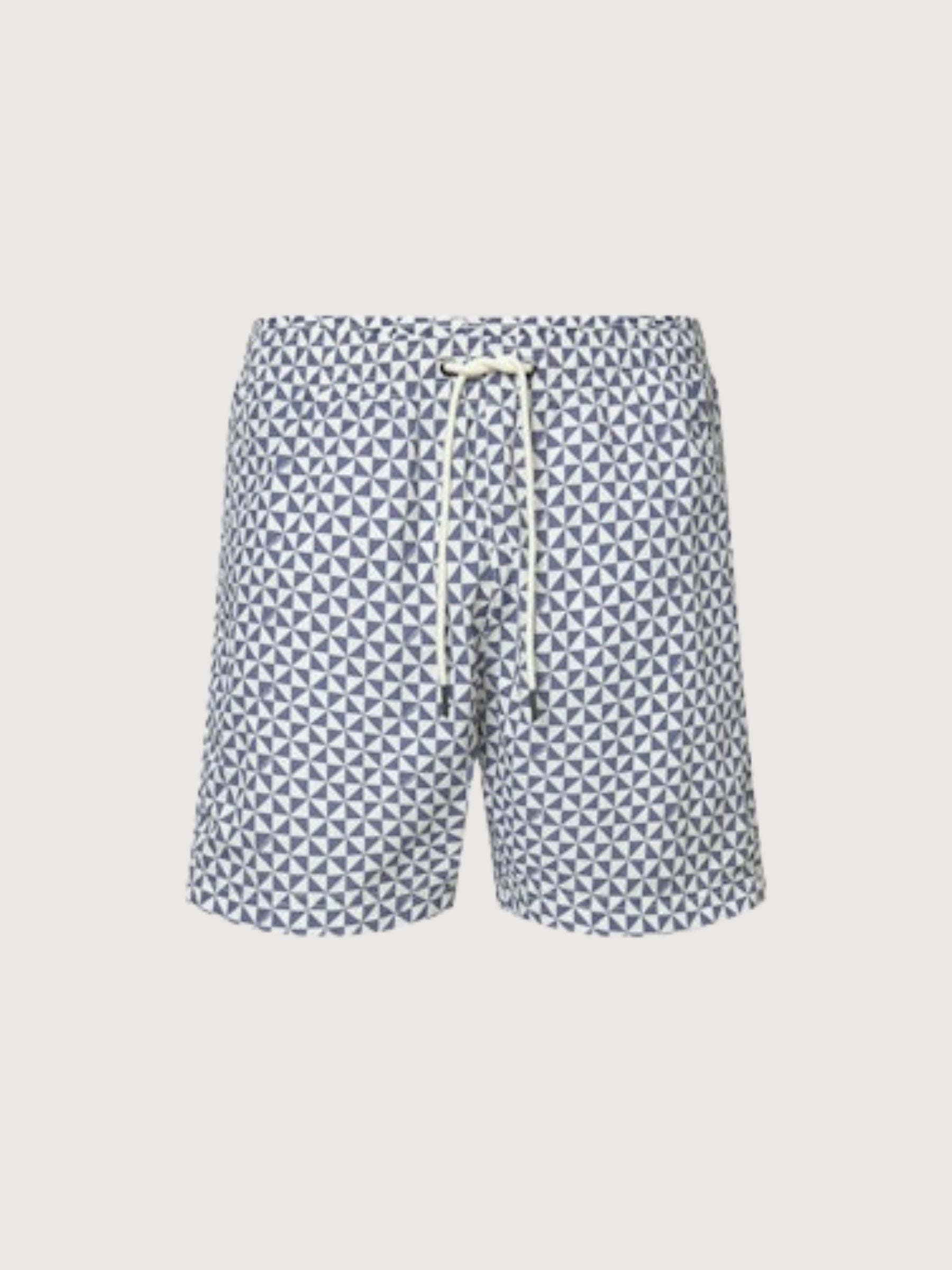 Bequia Herren Badehose mit blauem geometrischem Muster | Ecoalf