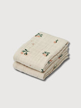Lewis Muslin Cloth 2 Pack Peach/Seashell | Liewood