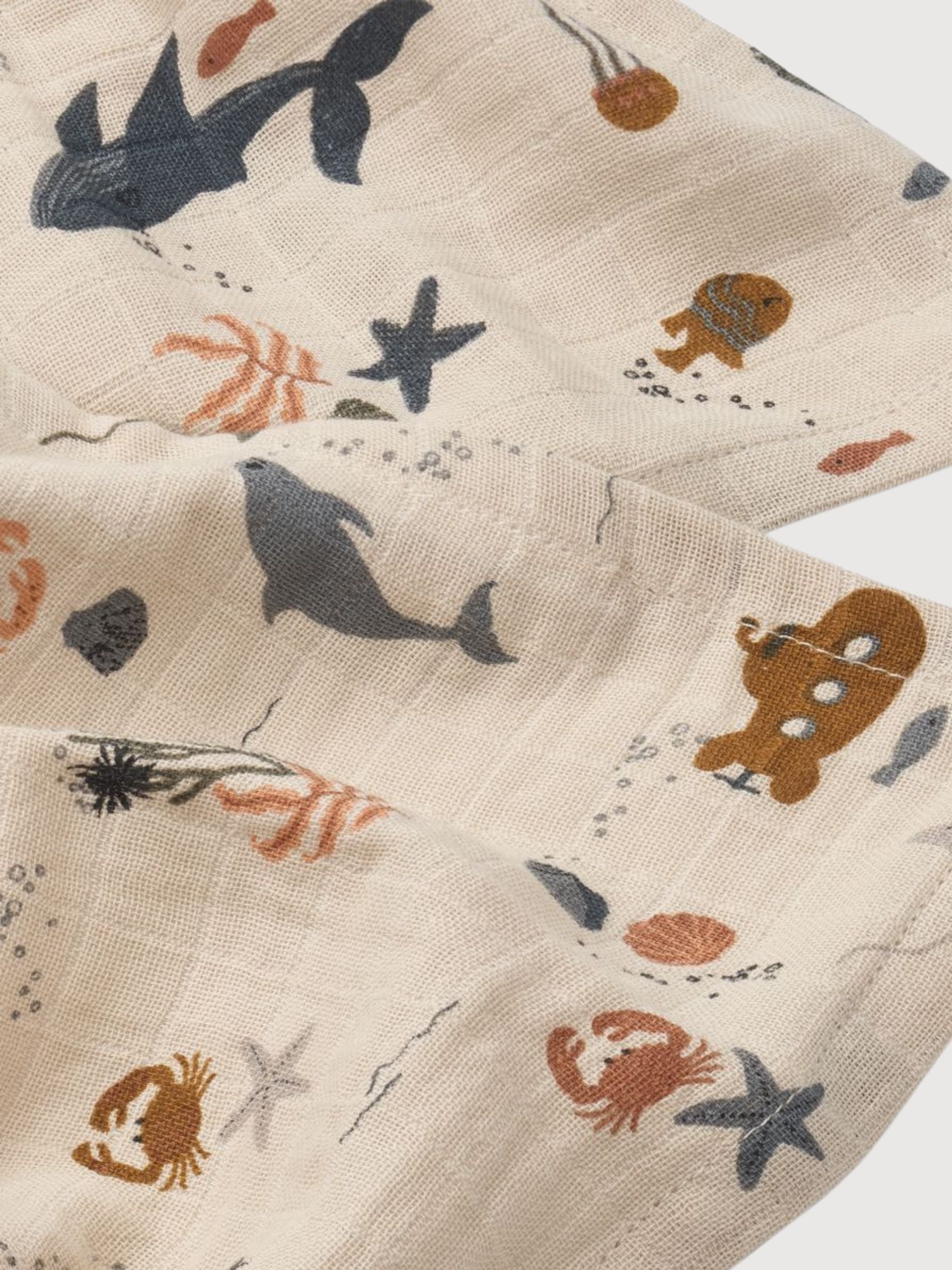 Lewis Muslin Cloth 2 Pack Sea Creature Sandy | Liewood