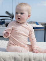 Baby Striped Body in Coral / Ecru   Organic Cotton | SERENDIPITY